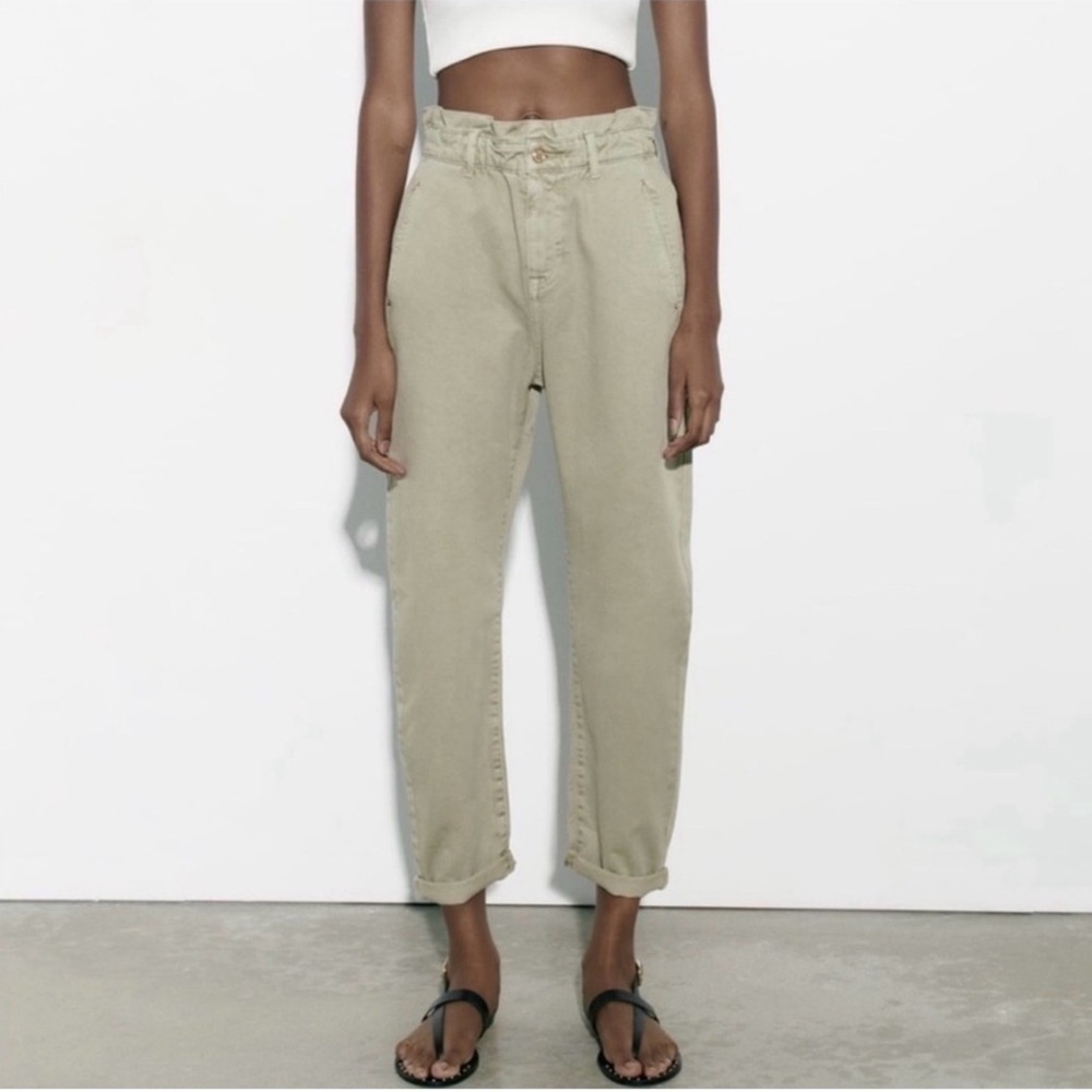 ZARA Paperbag Waist Pants High Rise Women Size 6
